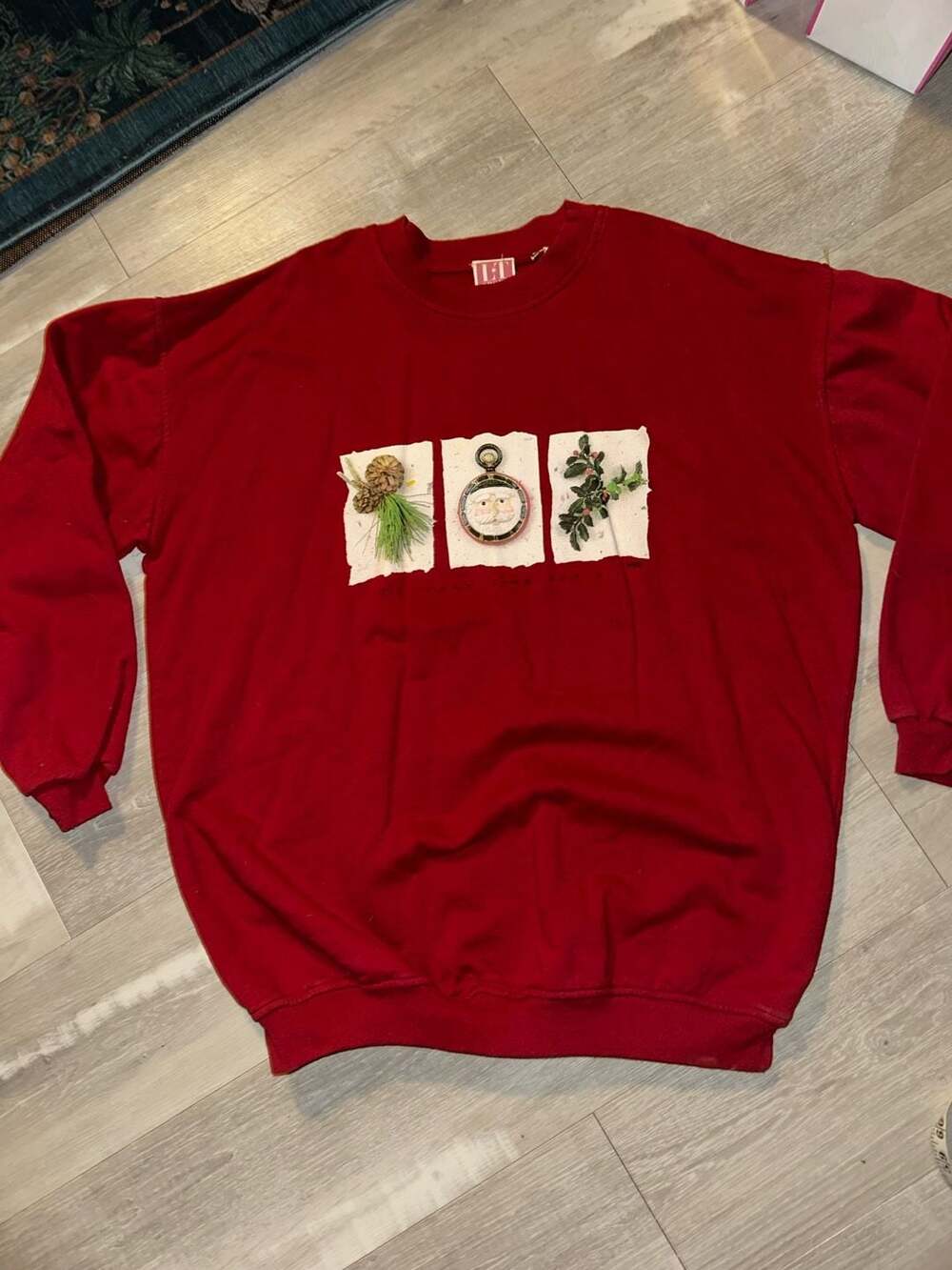 LT Sport Vintage Christmas Sweatshirt Size X-Large Red Graphic 90s